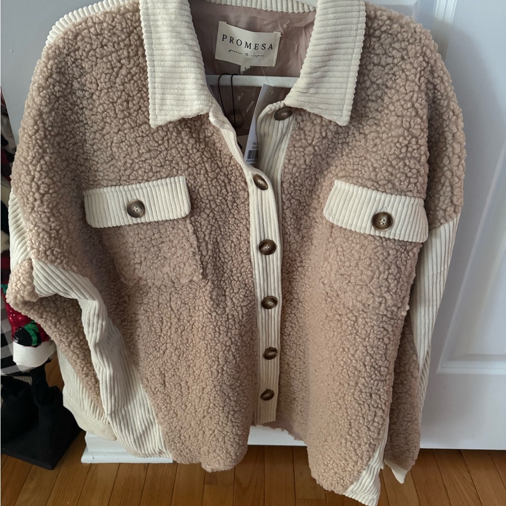 Cream Button Up Shacket - Picture 2 of 4